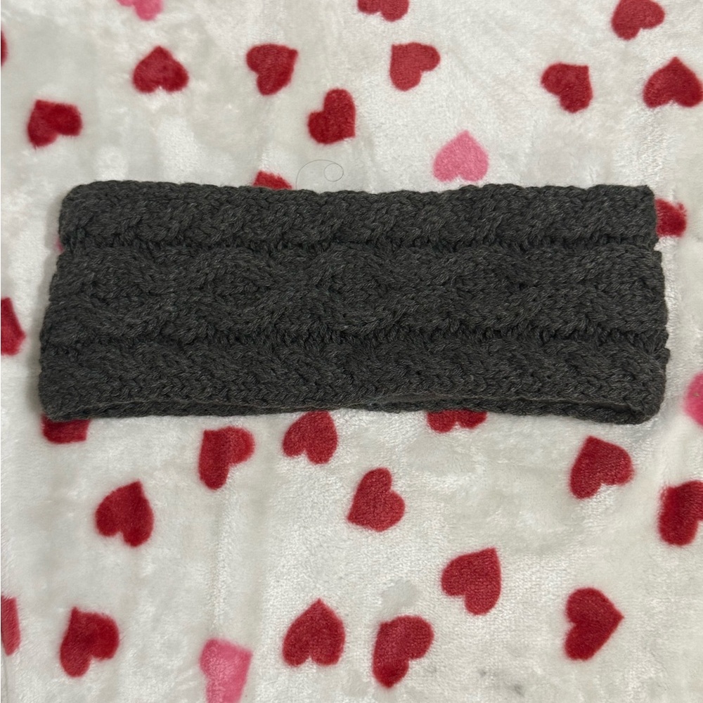 Classic Cable Knit Ear Muff Headband - Dark Gray, Fleece Lined NWOT